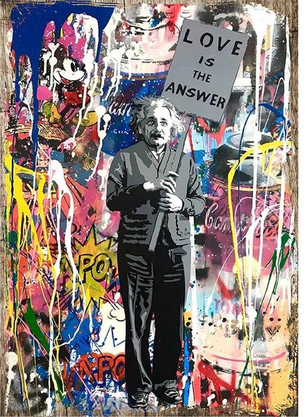 Bedeko Albert Einstein Aşk Tasarım Ahşap Tablo 18Cm X 27Cm - Image 1