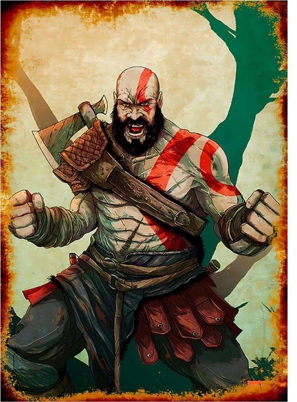 Bedeko Kratos God Of War Model Mdf Tablo 18Cm X 27Cm - Image 1