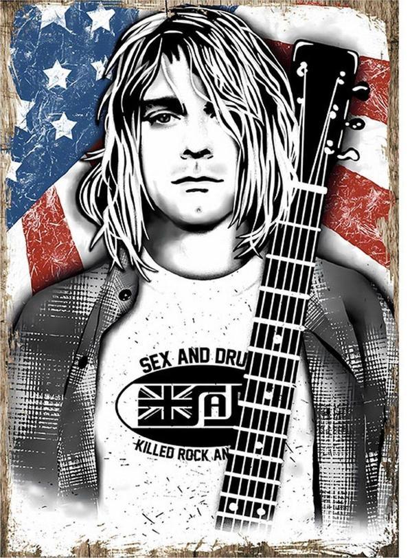 Bedeko Kurt Cobain Model Ahşap Tablo 18Cm X 27Cm - Image 1