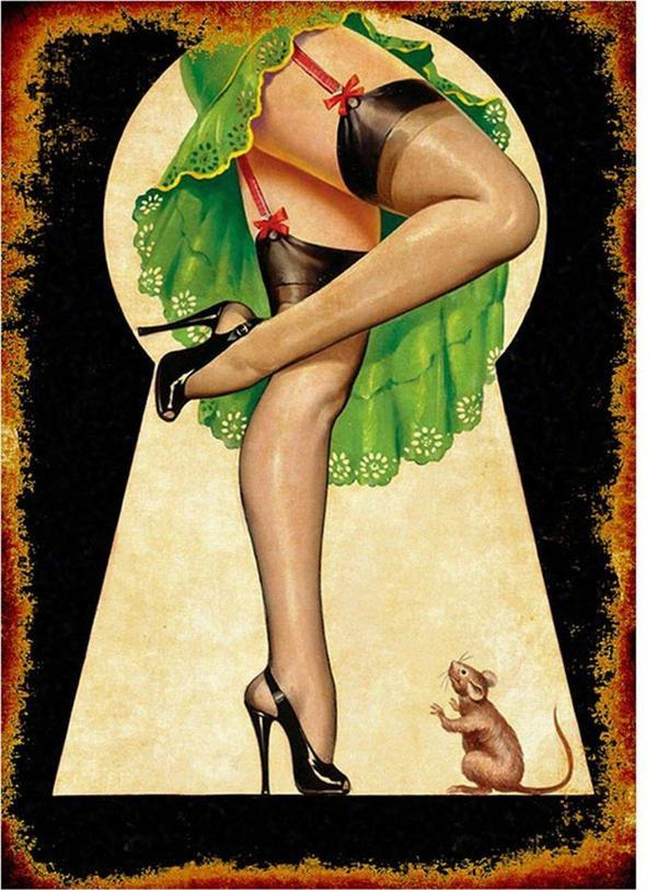 Bedeko Fare Ve Jartiyerli Pin Up Kızı Mdf Poster - Image 1