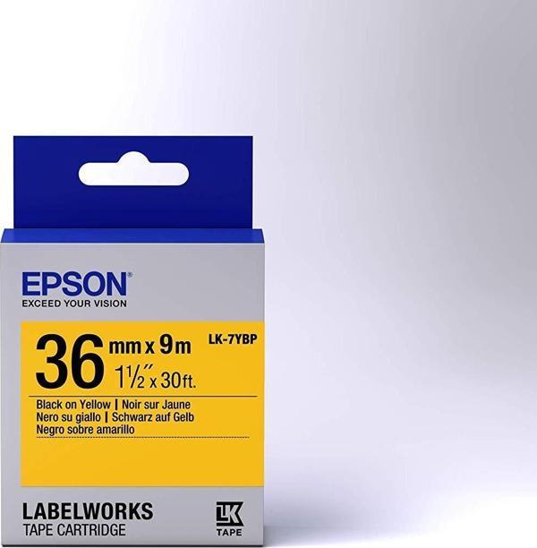 Epson LK-7YBP Pastel Siyah Üzeri Sarı 36MM 9Metre Etiket - Image 1