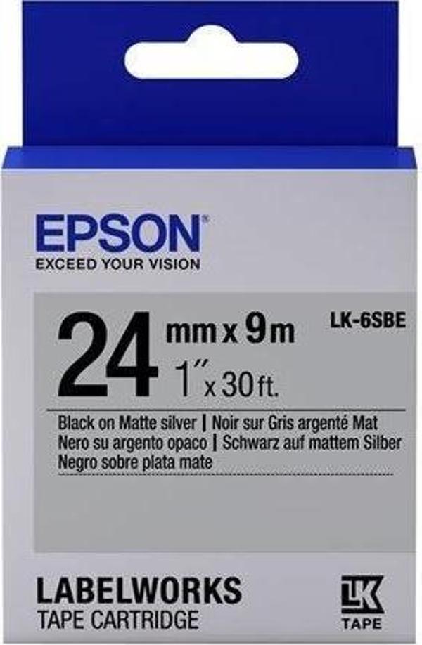 Epson LK-6SBE Mat Siyah Üzeri Mat Gümüş 24MM 9Metre Etiket - Image 1