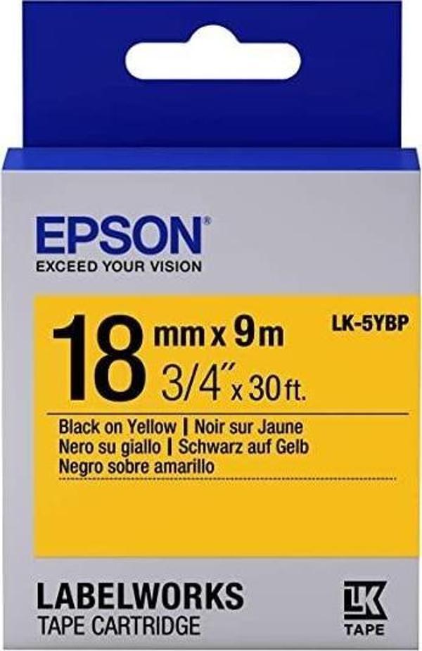 Epson LK-5YBP Pastel Sarı Üzeri Siyah 18mm 9metre Etiket - Image 1