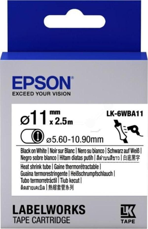Epson LK-4WBA5 Isıyla Daralan Siyah Üzeri Beyaz 5MM 2,5Metre Etiket - Image 1