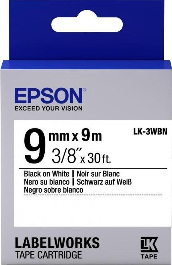 Epson LK-3WBw Strong Siyah Üzeri Beyaz 9MM 9Metre Etiket - Image 1