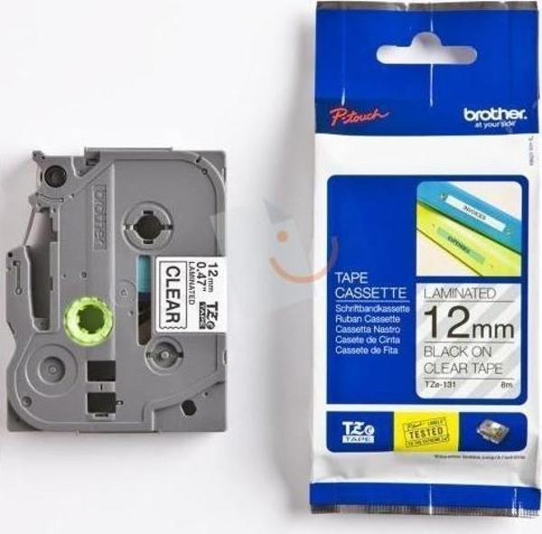 Brother TZE-131 12 mm Şeffaf Üzeri Siyah Laminasyonlu Etiket - Image 1
