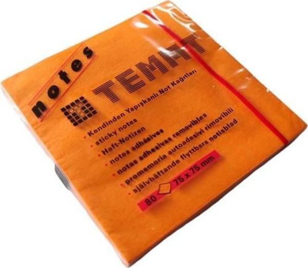 Temat Yapışkanlı Not Kağıdı.FosforluTuruncu 75x75 MM - Image 1