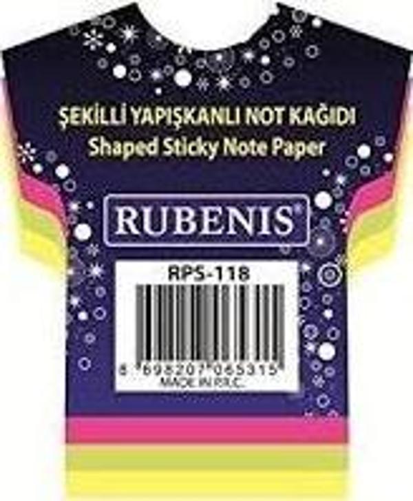 Rubenis Yapışkanlı Not Kağıdı Tişört Desenli Fosforlu 4 Renk RPS-118 - Image 1