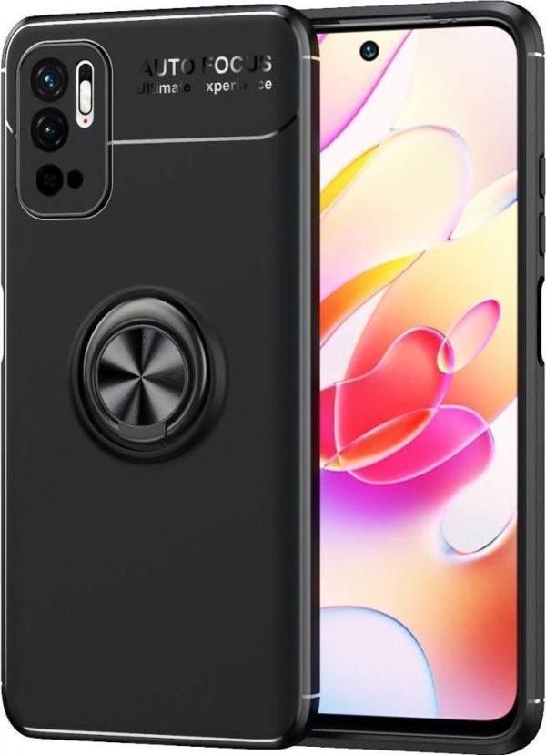 Xiaomi Redmi Note 10 5G Kılıf Yatay ve Dikey Stand Özellikli içi Petekli Yüzüklü Silikon Range Kapak - Image 1