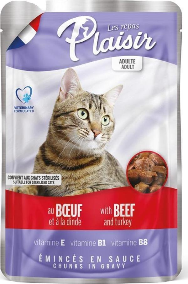 Plaisir 100Gr Pouch Beef and Dinde Sığır Hindi Etli 1Adet Kedi Maması - Image 1