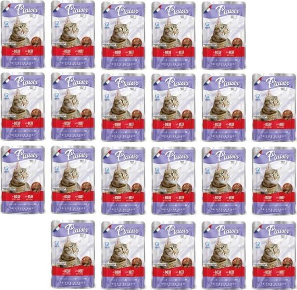 Plaisir 100Gr Pouch Beef and Dinde Sığır Hindi Etli 22Adet Kedi Maması - Image 1