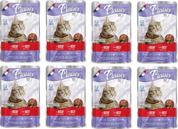 Plaisir 100Gr Pouch Beef and Dinde Sığır Hindi Etli 8Adet Kedi Maması - Image 1