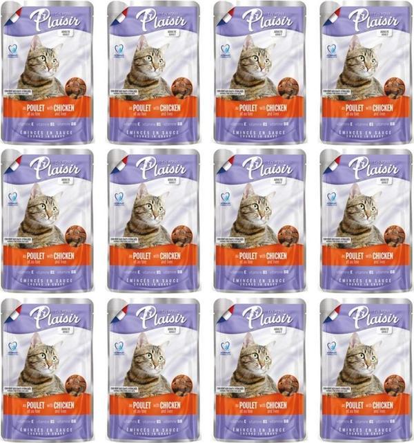 Plaisir 100Gr Pouch Chicken and Liver Tavuk Etli Ciğerli 12Adet Kedi Maması - Image 1