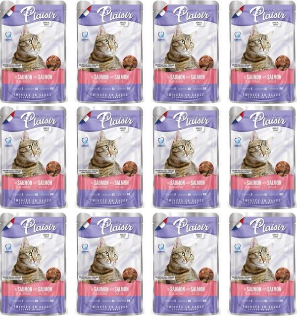 Plaisir 100Gr Pouch Salmon and Cod Somon Morina Etli 12Adet Kedi Maması - Image 1