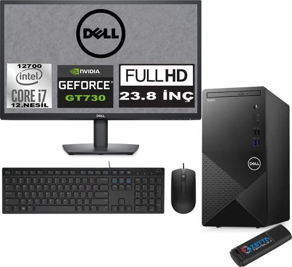 Dell Vostro 3910 mt Intel Core I7 12700 12GB 256GB SSD 23.8" Fhd Windows 11 Home Nvidia GT730-4GB Masaüstü Bilgisayar 23N3910GT730H01 + Zetta USB Bellek - Image 1