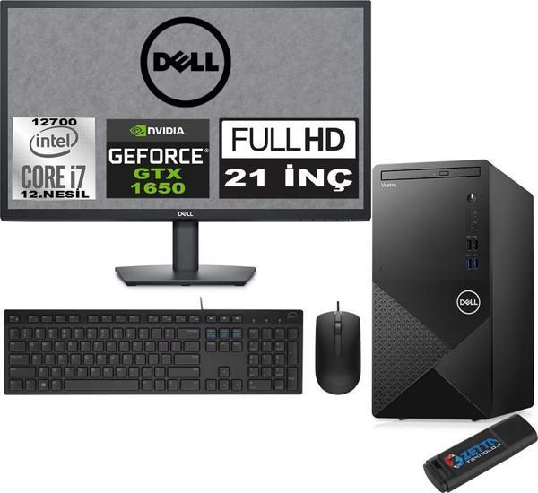 Dell Vostro 3910 mt Intel Core I7 12700 16GB 4tb SSD 21.5" Fhd Ubuntu Nvidia Nvidia GTX1650-4GB Masaüstü Bilgisayar 21N3910GTX1650U10 + Zetta USB Bellek - Image 1