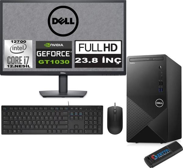 Dell Vostro 3910 mt Intel Core I7 12700 16GB 2tb SSD 23.8" Fhd Windows 11 Home Nvidia GT1030-4GB Masaüstü Bilgisayar 23N3910GT1030H09 + Zetta USB Bellek - Image 1