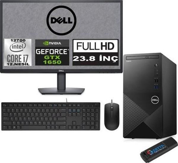 Dell Vostro 3910 mt Intel Core I7 12700 24GB 256GB SSD 23.8" Fhd Ubuntu Nvidia Nvidia GTX1650-4GB Masaüstü Bilgisayar 23N3910GTX1650U11 + Zetta USB Bellek - Image 1