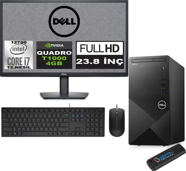 Dell Vostro 3910 mt Intel Core I7 12700 64GB 4tb SSD 23.8" Fhd Windows 11 Pro Quadro T1000-4GB Masaüstü Bilgisayar 23N3910T1000P30 + Zetta USB Bellek - Image 1