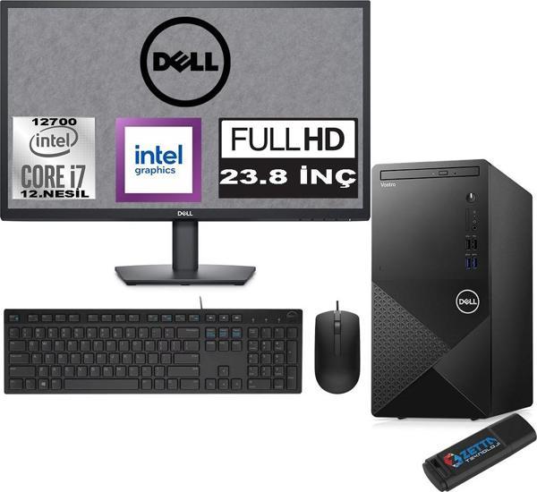 Dell Vostro 3910 mt Intel Core I7 12700 64GB 512GB SSD 23.8" Fhd Windows 11 Home Intel® UHD Graphics 770 Masaüstü Bilgisayar 23N3910EMEAH27 + Zetta USB Bellek - Image 1