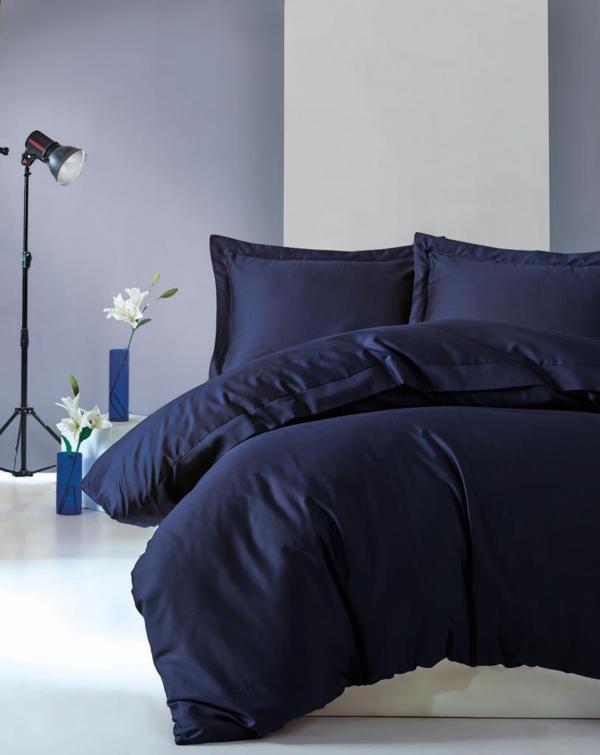 Cotton Box Elegant Saten Çift Kişilik Nevresim Takımı - Lacivert - Image 1