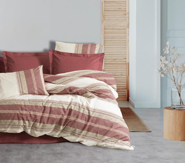 Cotton Box Line Ranforce Çift Kişilik Nevresim Takımı Kenway Bordo - Image 1