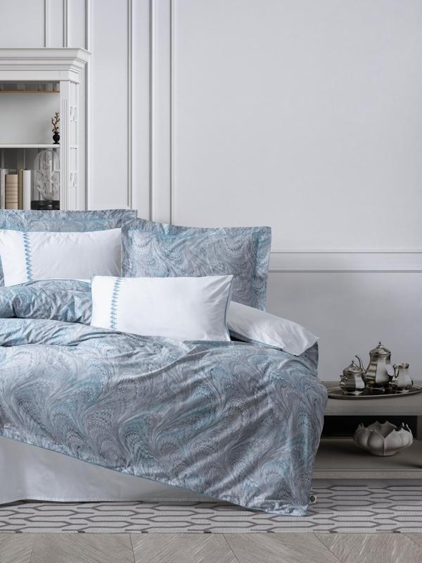 Cotton Box Elite Saten Çift Kişilik Nevresim Takımı Stilla Mavi - Image 1