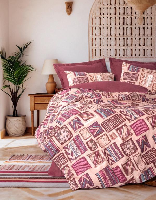 Cotton Box Ethnic Çift Kişilik Nevresim Takımı Estilo Bordo - Image 1