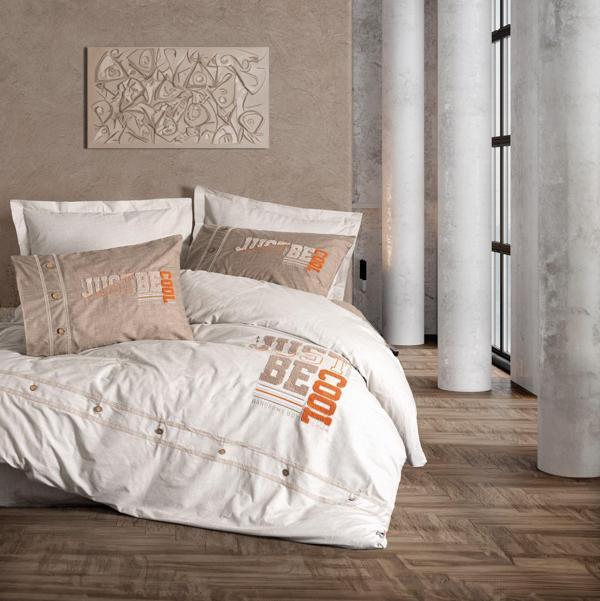 Cotton Box Mood Nakışlı Ranforce Çift Kişilik Nevresim Takımı Cool Kahve - Image 1
