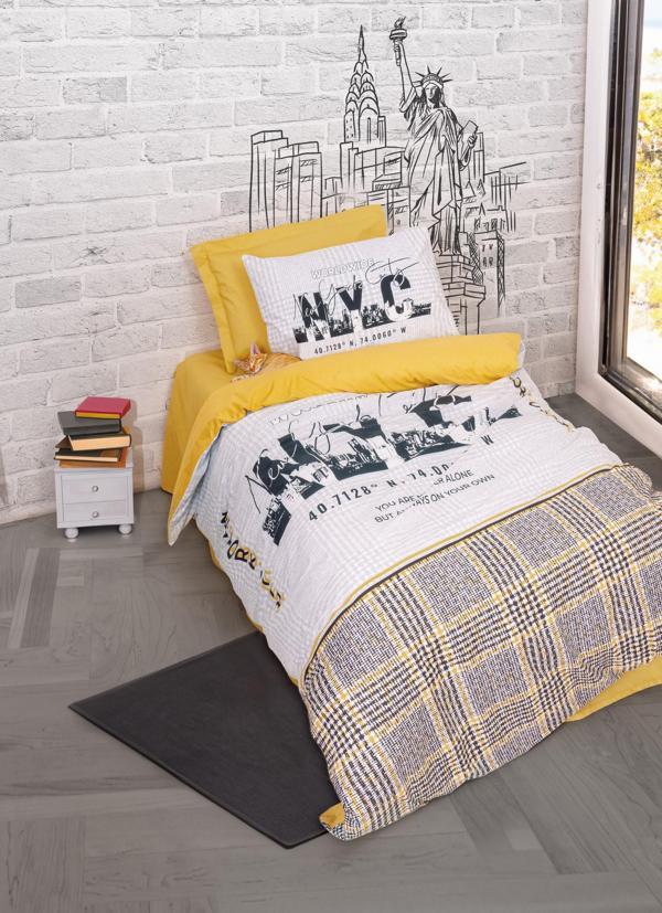 Cotton Box Genç Odası Tek Kişilik Nevresim Takımı Worldwide Hardal - Image 1