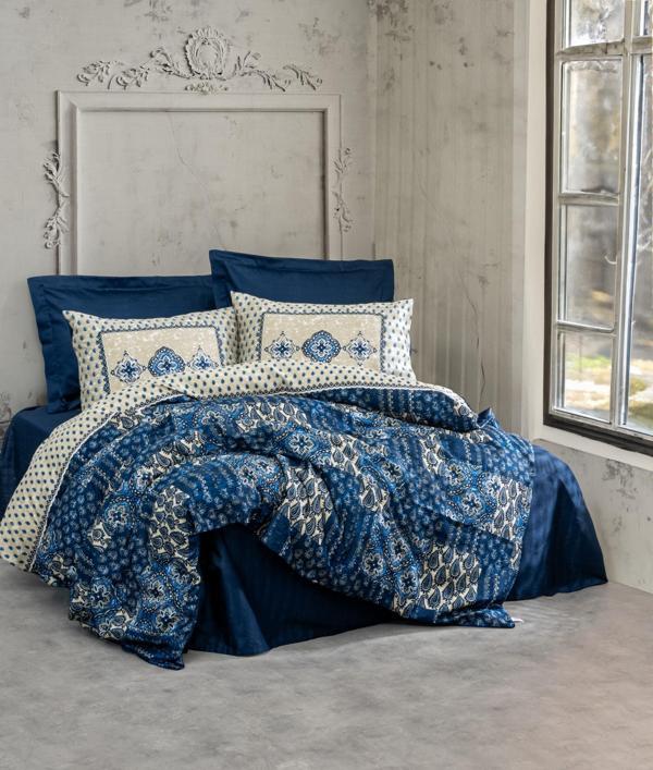 Cotton Box Saten Çift Kişilik Nevresim Takımı Stasya Lacivert - Image 1