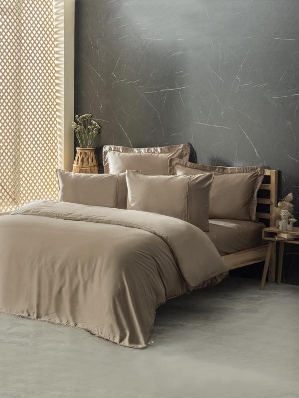 Cotton Box Silky Saten Çift Kişilik Nevresim Takımı Bej - Image 1