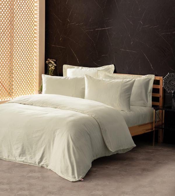Cotton Box Silky Saten Çift Kişilik Nevresim Takımı Ekru - Image 1