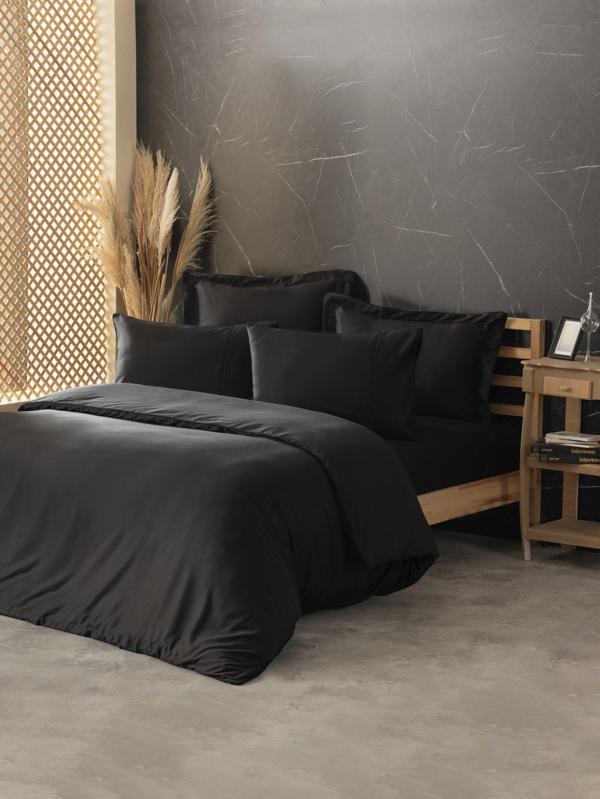 Cotton Box Silky Saten Çift Kişilik Nevresim Takımı Siyah - Image 1