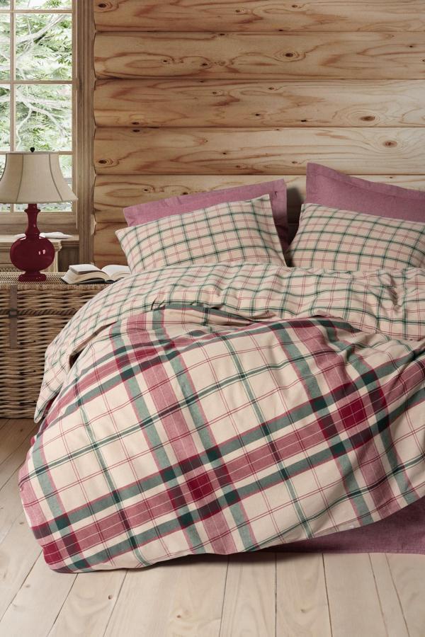 Cotton Box Warm Flanel Çift Kişilik Nevresim Takımı Jamil Bordo - Image 1