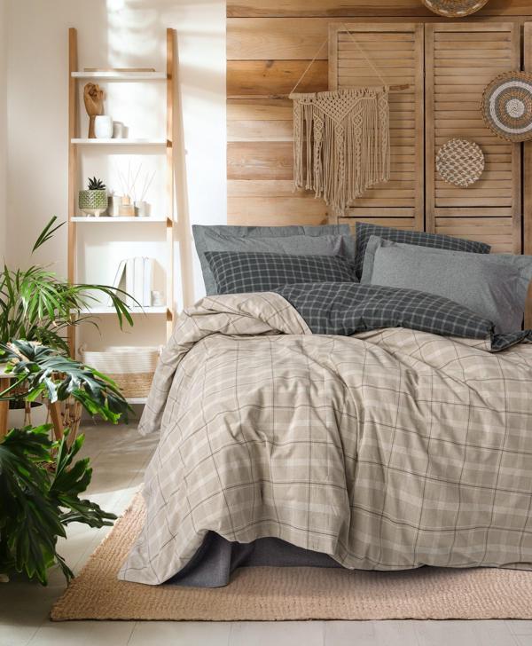 Cotton Box Warm Flanel Çift Kişilik Nevresim Takımı Siiras Gri - Image 1