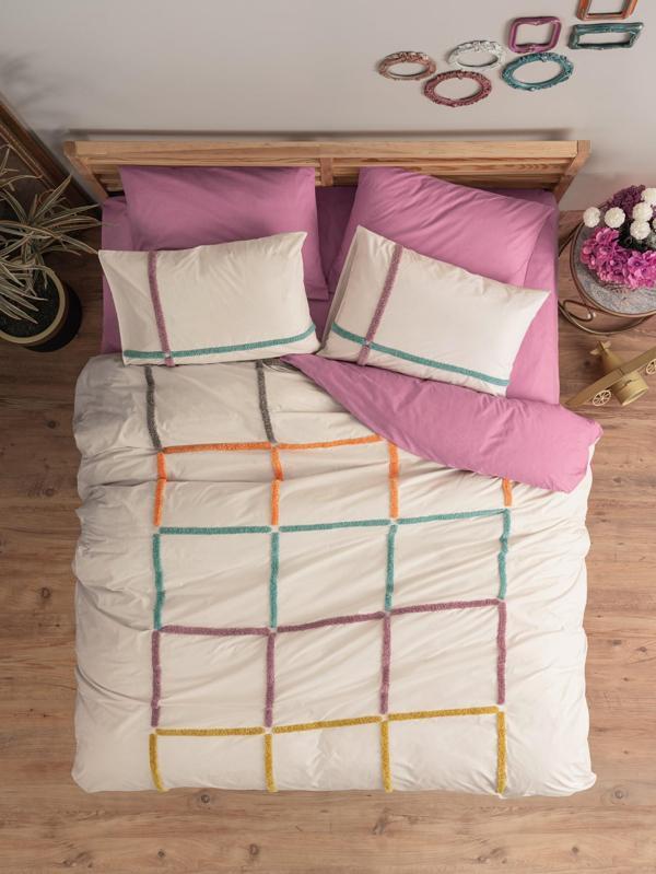 Cotton Box Puff Nakışlı Çift Kişilik Nevresim Takımı Insula Gül Kurusu - Image 1