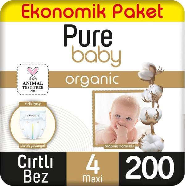 Pure Baby Organik Bebek Bezi Ekonomik Paket 4 Beden 100x2 200 Adet - Image 1