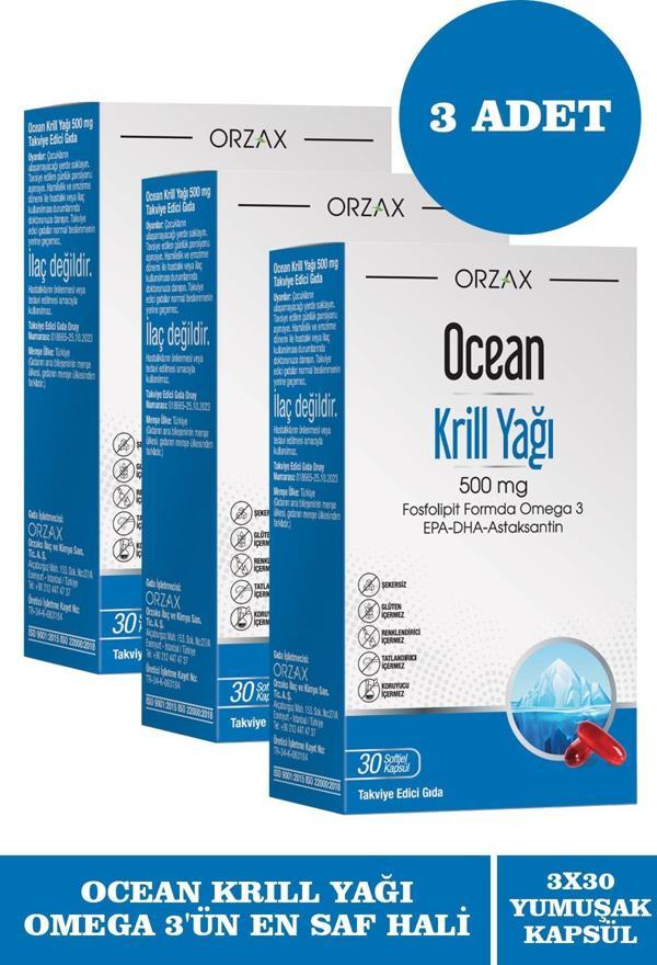 Ocean Krill Oil 500 mg 30 Kapsül 3 Adet - Image 1