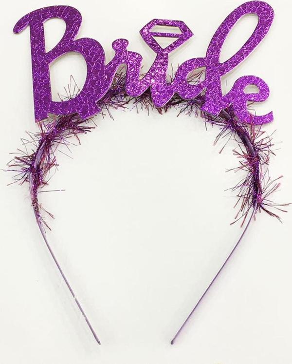 Mor Renk Bekarlığa Veda İtalik Yazı Alyanslı Bride Taç - Image 1