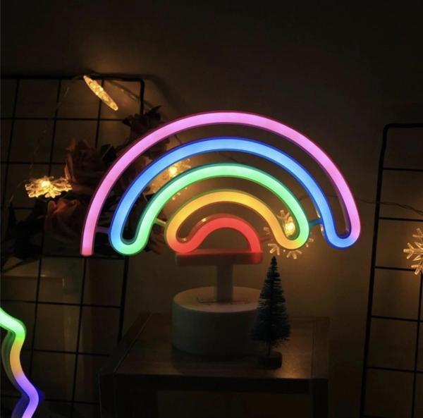 Neon Işıklı Gökkuşağı Masa Gece Lambası Pil+usb - Image 1