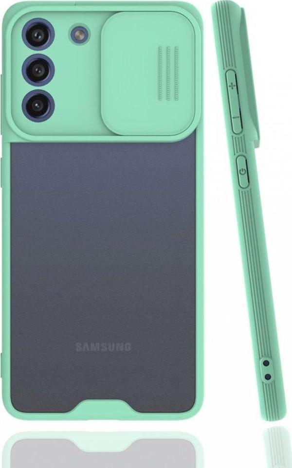 Samsung Galaxy S21 FE Kılıf Darbelere Dayanıklı Kamera Koruma Sürgülü Platin Kapak - Image 1