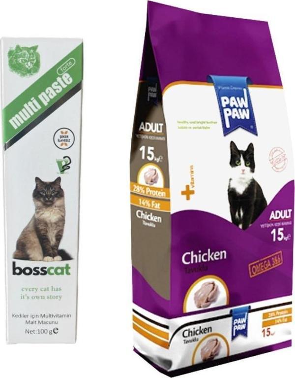 Paw Paw Tavuklu Yetişkin Kedi Maması 15 kg + Vitamin Malt - Image 1