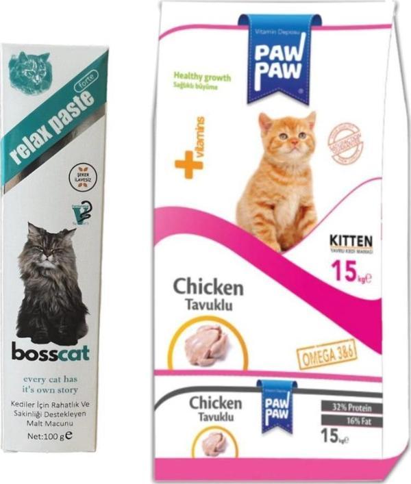 Paw Paw Yavru Kedi Maması 15 kg + Relax Malt Macunu - Image 1