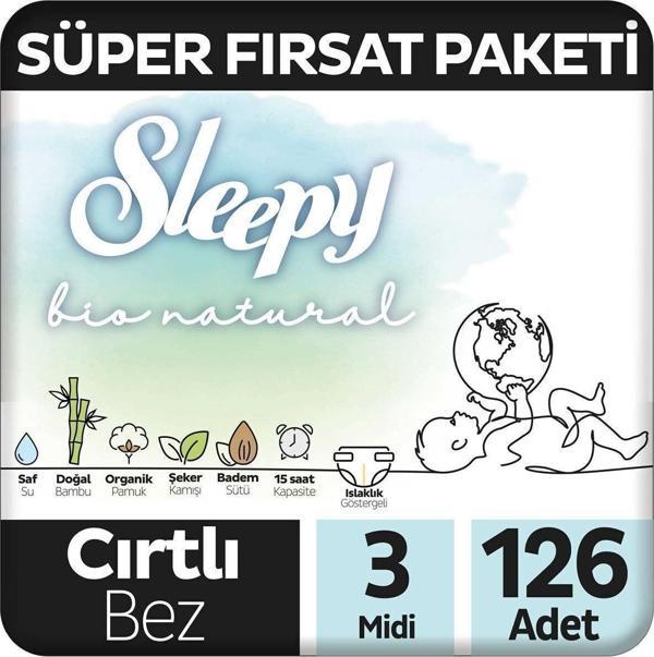 SLEEPY BİO NATURAL CIRTLI BEZ 3NO 42Lİ 3 ADET  - Image 1