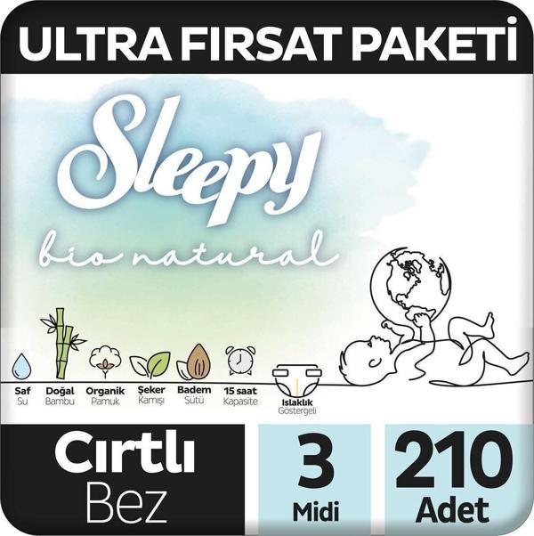 SLEEPY BİO NATURAL CIRTLI BEZ 3NO 42Lİ 5 ADET  - Image 1