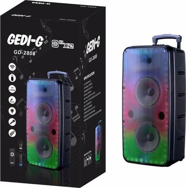 Gd-2808 2x8 Inc Renkli Led Halka Bluetooth Hoparlör - Speaker - Image 1