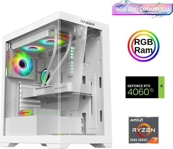 Xaser Xsr905 Ryzen 7 5700x 16GB Ram 512GB M.2 NVMe SSD 8GB RTX4060Ti Sıvı Soğutma Oyun Bilgisayarı - Image 1