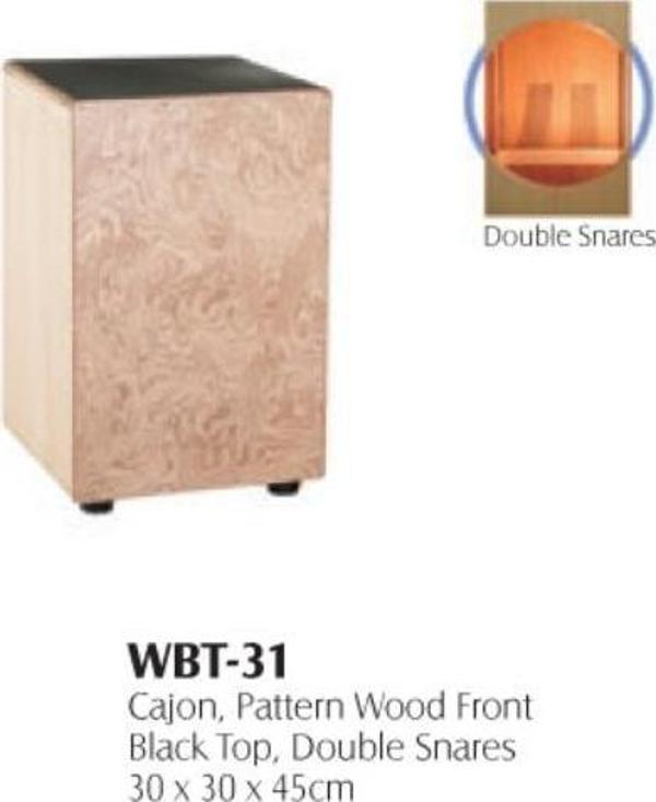 WBT-31 CAJON PATTERN WOOD FRONT BLACK TOP DOUBLE SNARE:MA - Image 1