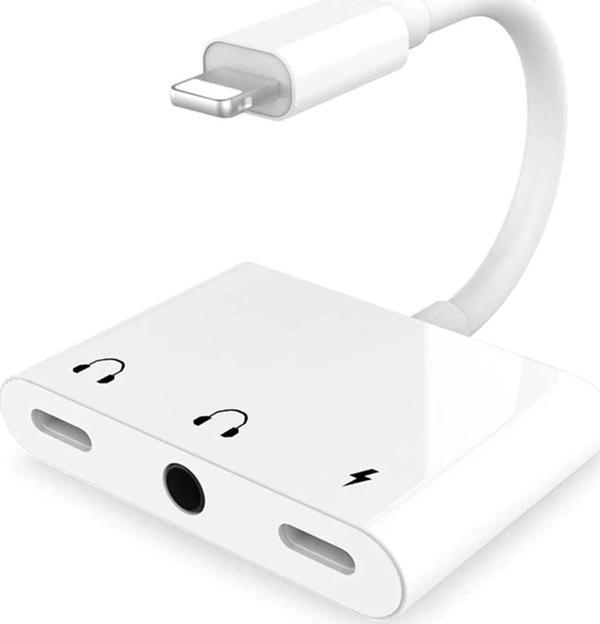 Winex Mobile Winex 8Pin 3in1 Lightning to 3.5mm Aux + Lightnin Ses + Lightning Şarj Dönüştürücü Adaptörü Beyaz - Image 1